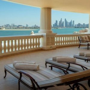Dubai Honeymoon Packages Raffles The Palm Dubai Sun Loungers On A Balcony