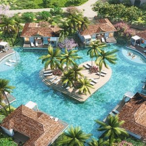 Caribbean Honeymoon Packages Sandals Royal Curacao Aerial View Of Resort's Pool